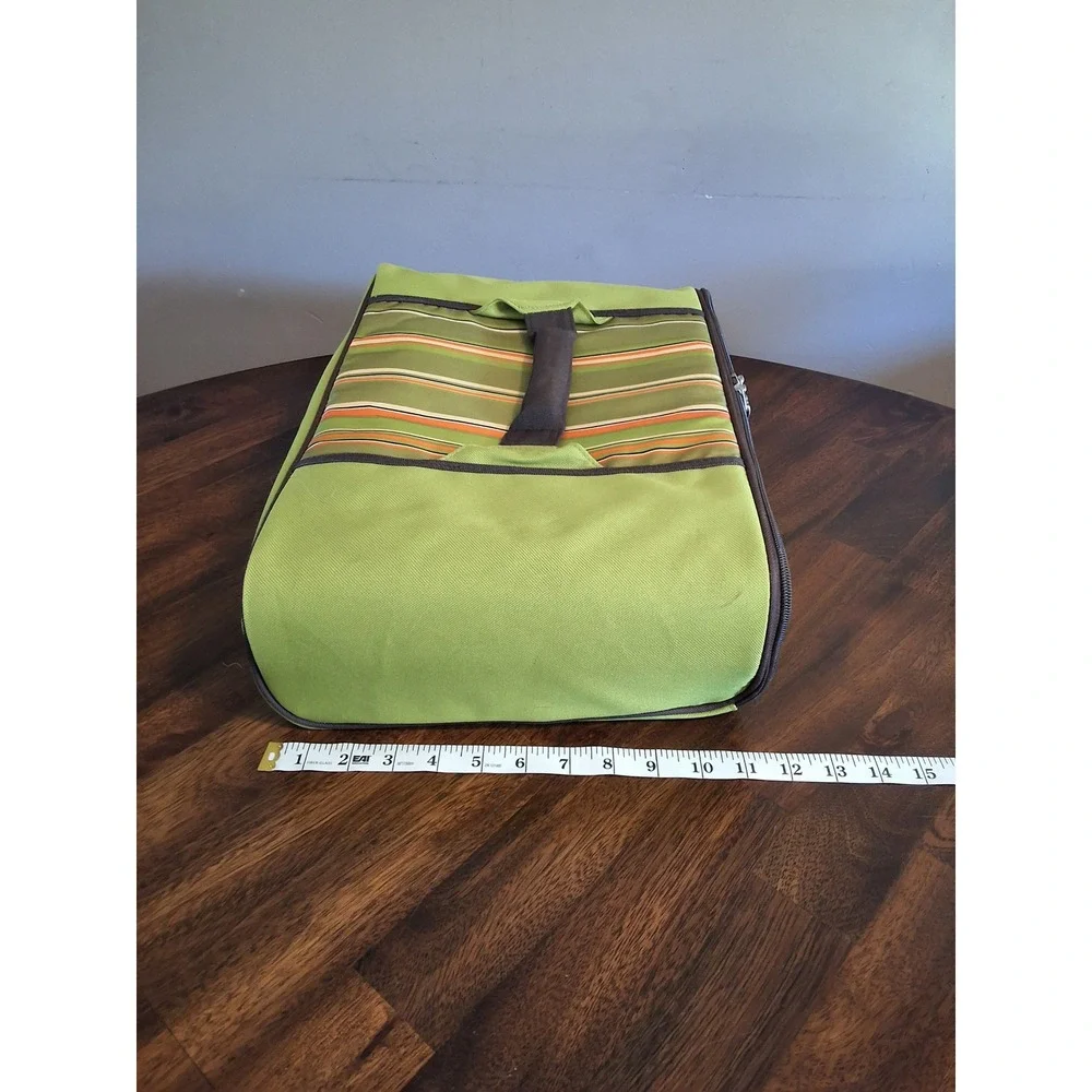Rachael Ray Insulated Food Carrier Green Striped Bag with Deviled Egg Tray Set